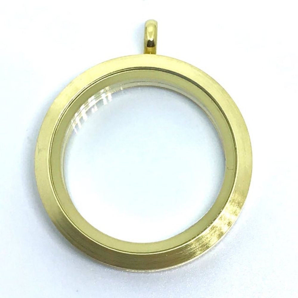 LK1014 Large Plain Gold Hinged Locket